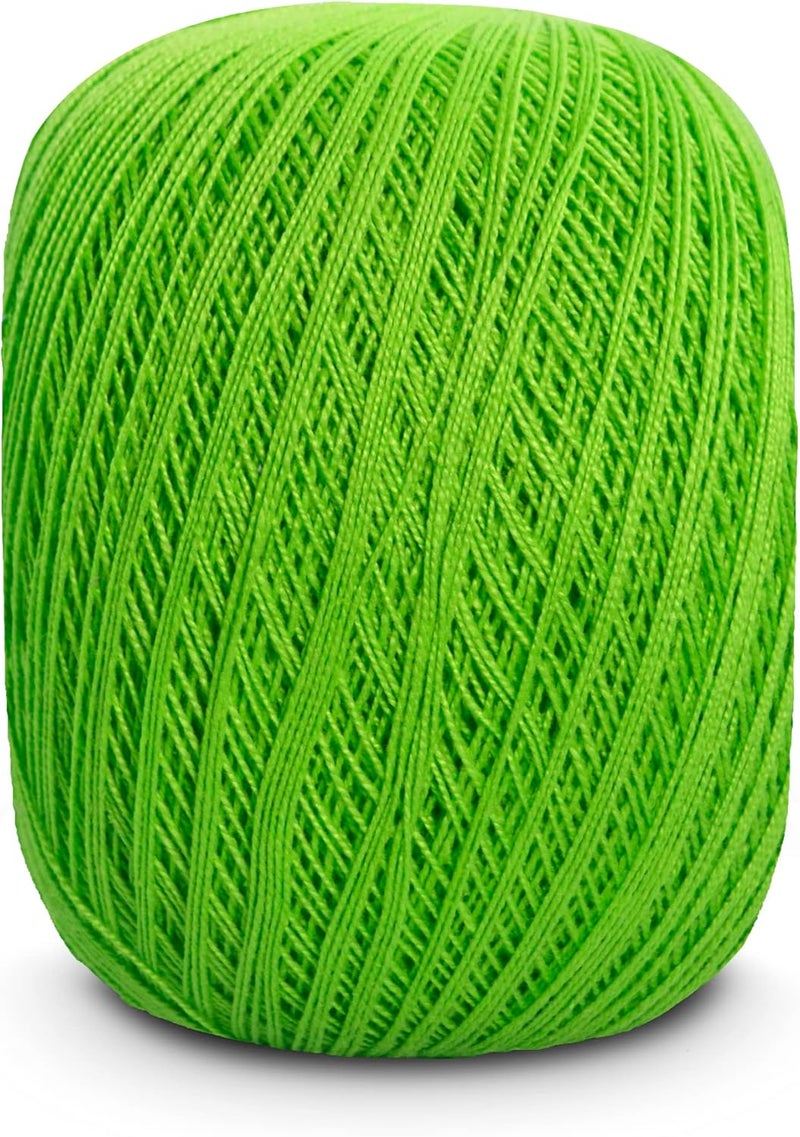 CRCULO Circulo Clea Yarn – Crochet Thread Fine Size 10-8/2 Perfect for Weaving - 100% Mercerized Brazilian Cotton (Pack of 1 Ball) – 5.3 oz, 1094 yds - Color: 5947 - Citrus Green - Image 2